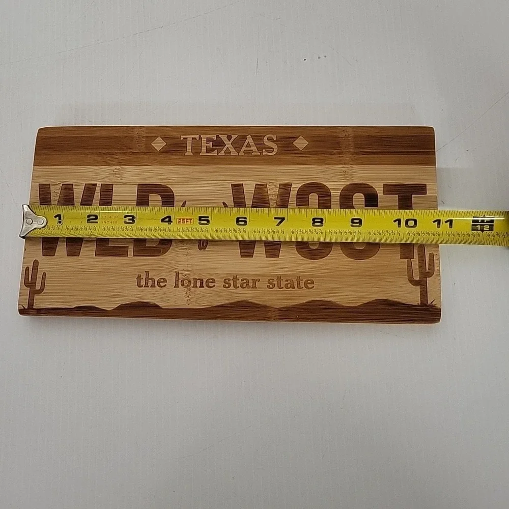 Texas Lone Star State Cutting Board Plaque License Plate W Longhorn BAMBOO